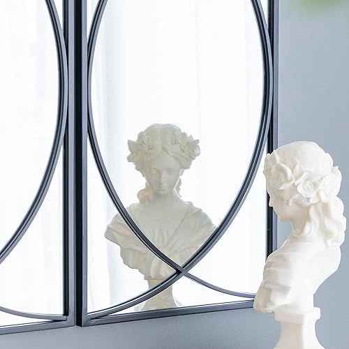 Miniatura 5 de AB Home Espejo de pared rectangular con marco de metal negro juego de 3 piezas para montar en la pared decoración de pared del hogar para sala de