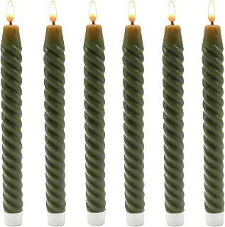 Relaxdays Candele LED a stelo, set 6, 25x2 cm, fiamma tremolante, cera vera, spirale,...