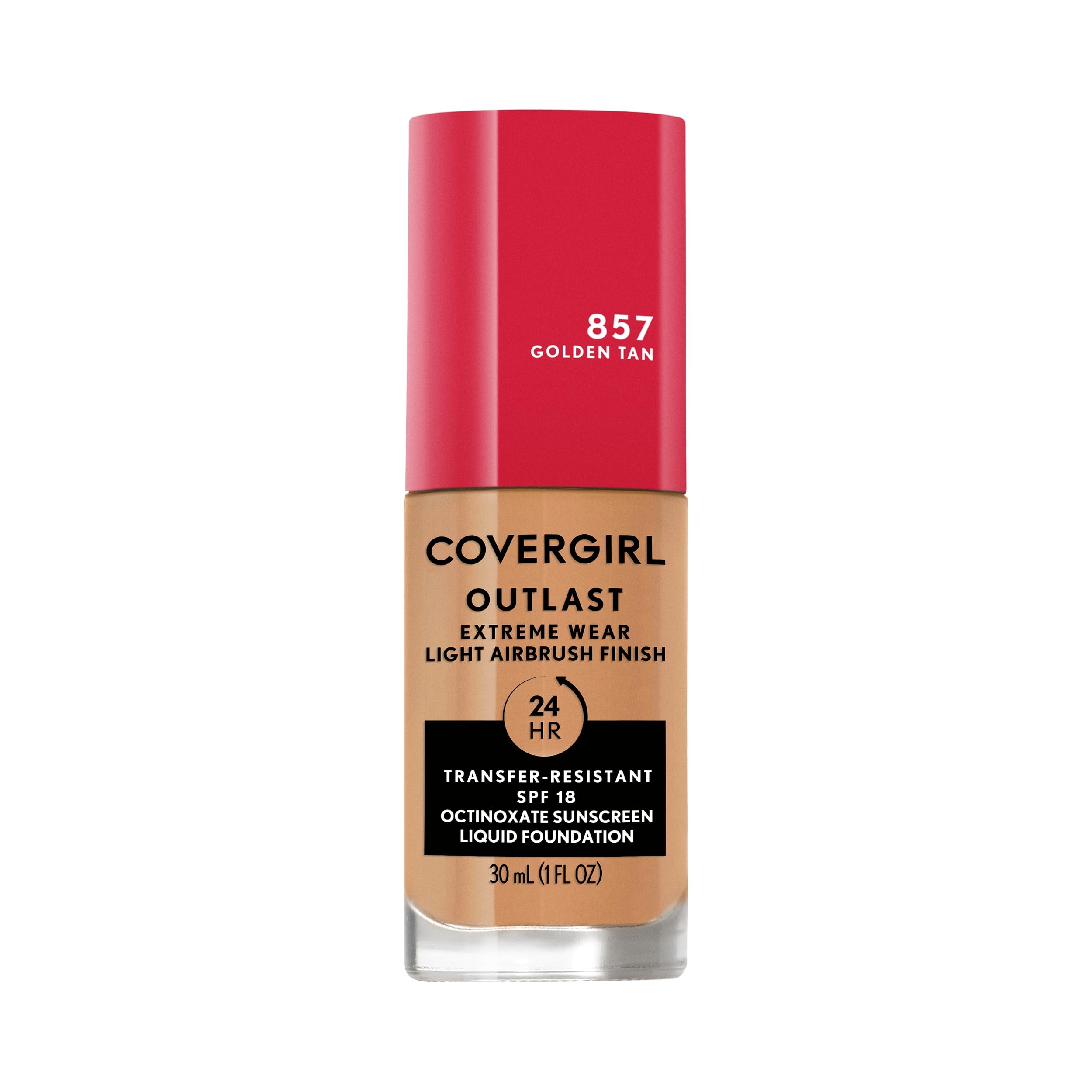 CoverGirlOutlast Extreme Wear 3-in-1 Full Coverage Liquid Foundation, SPF 18 Sunscreen, Golden Tan, 1 Fl. Oz.
