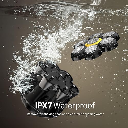 Miniatura 6 de Afeitadora de cabeza desmontable maquinilla de afeitar eléctrica calva para hombres calvos -IPX7 afeitado húmedo y seco - 7 cabezales flotantes para