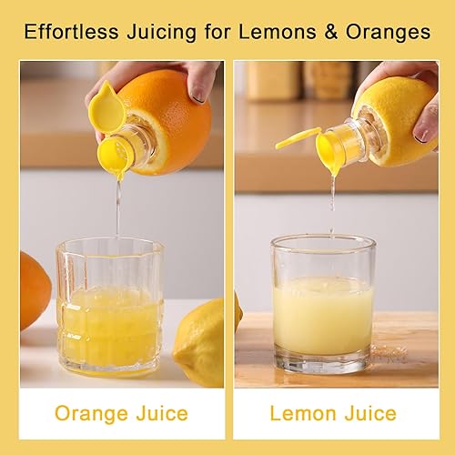 Miniatura 4 de Exprimidor de limón con tapa de rosca 2025, paquete de 2 exprimidores de limón y lima de mano sin BPA con tapa, exprimidor manual de cítricos para
