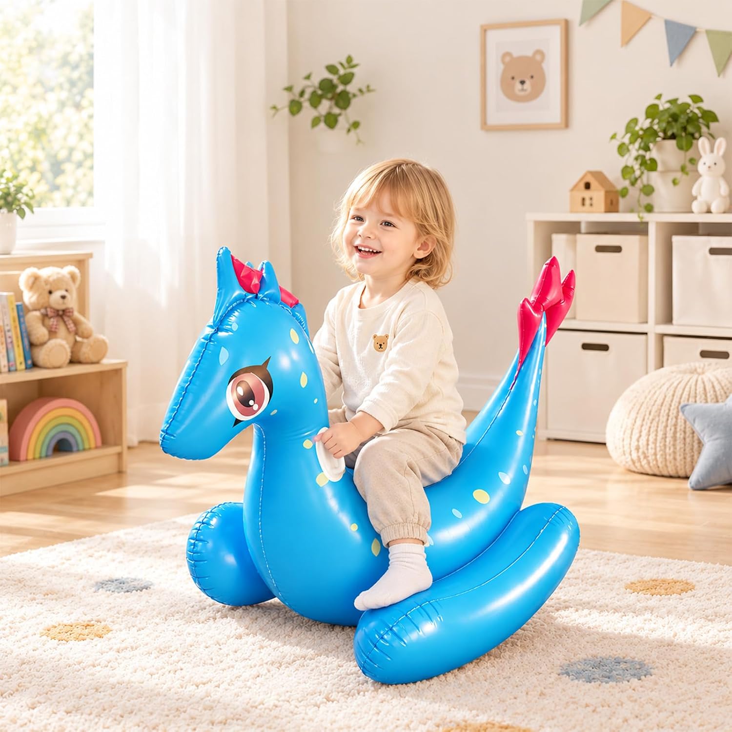 Fodoss Sensory Rocking Chair for Kids, Blue Dinosaur Toddler Rocking Chair