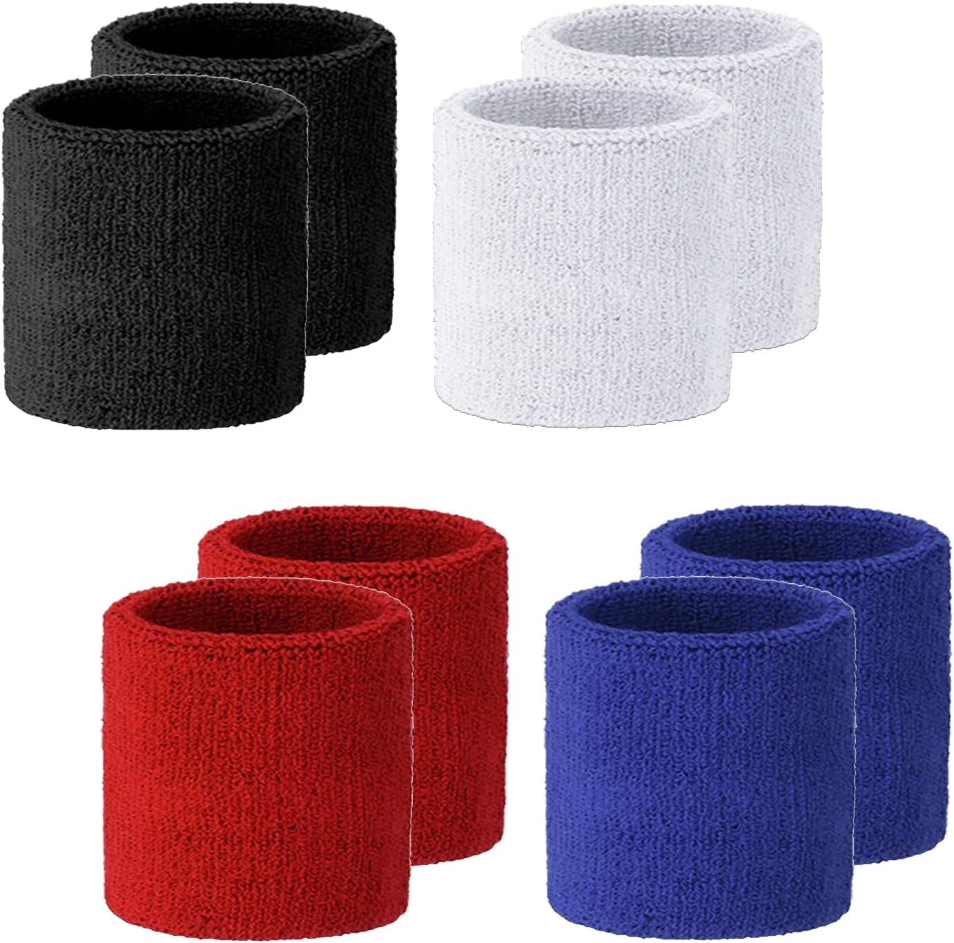 4 Pairs Wristband Sweatband Sports Wrist Bands Absorbent Cotton Sweat Band for Sports Basketball Tennis Gym Running Working Out, Assorted Color