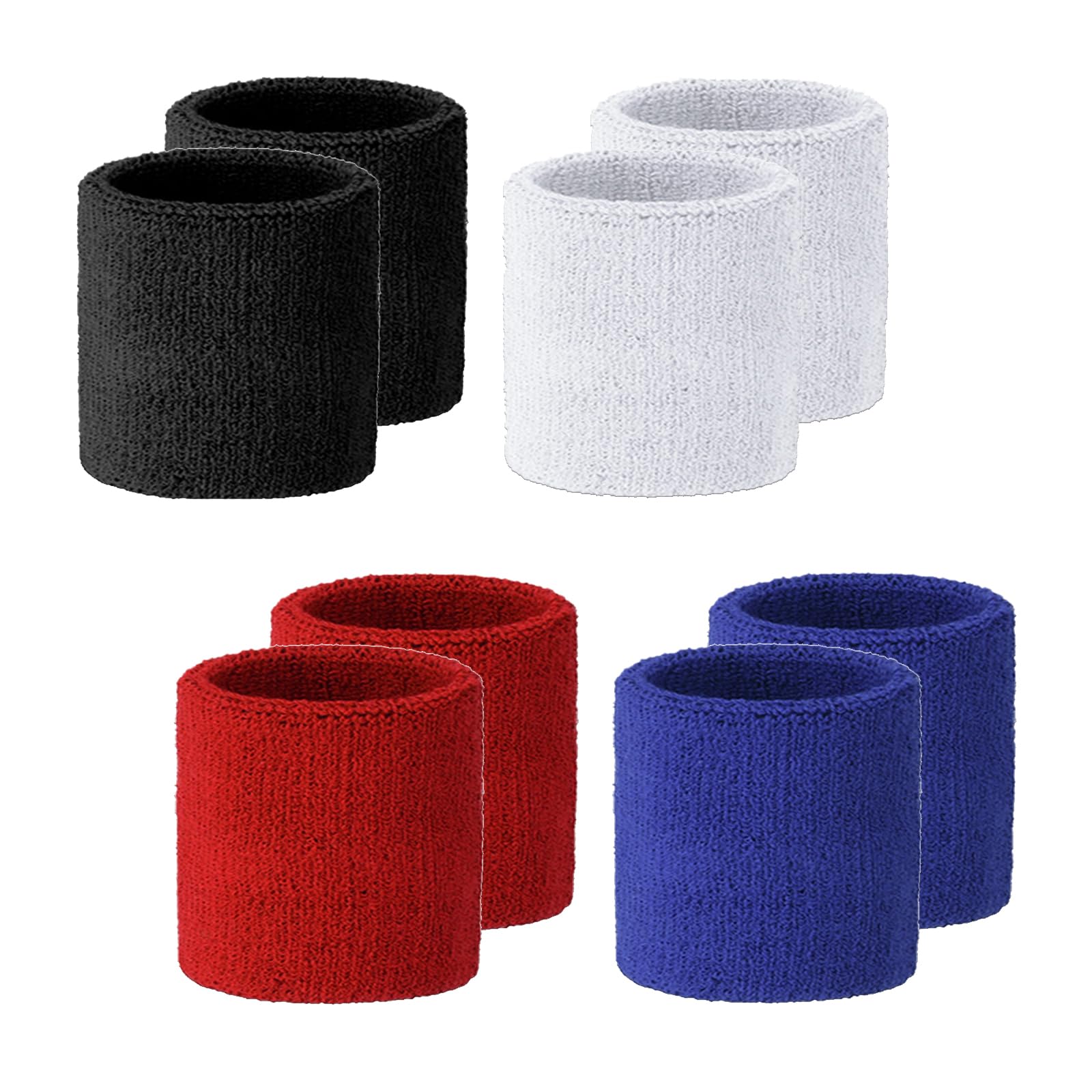 4 Pairs Wristband Sweatband Sports Wrist Bands Absorbent Cotton Sweat Band for Sports Basketball Tennis Gym Running Working Out, Assorted Color
