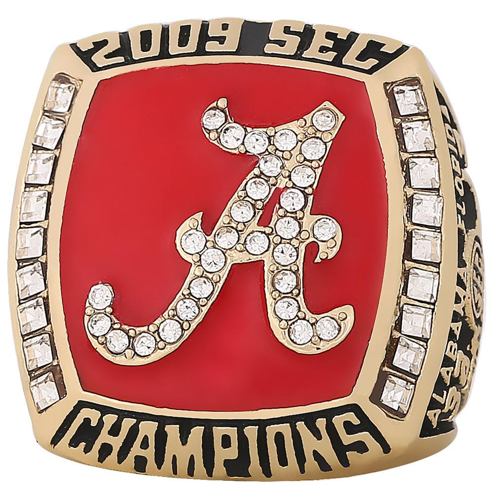 Bague De Championnat De Football Américain UA Bague De Champion De Football 2009 avec Boîte Prix du Vainqueur De Rugby Meilleur Cadeau pour Les Anciens Fans De Sport