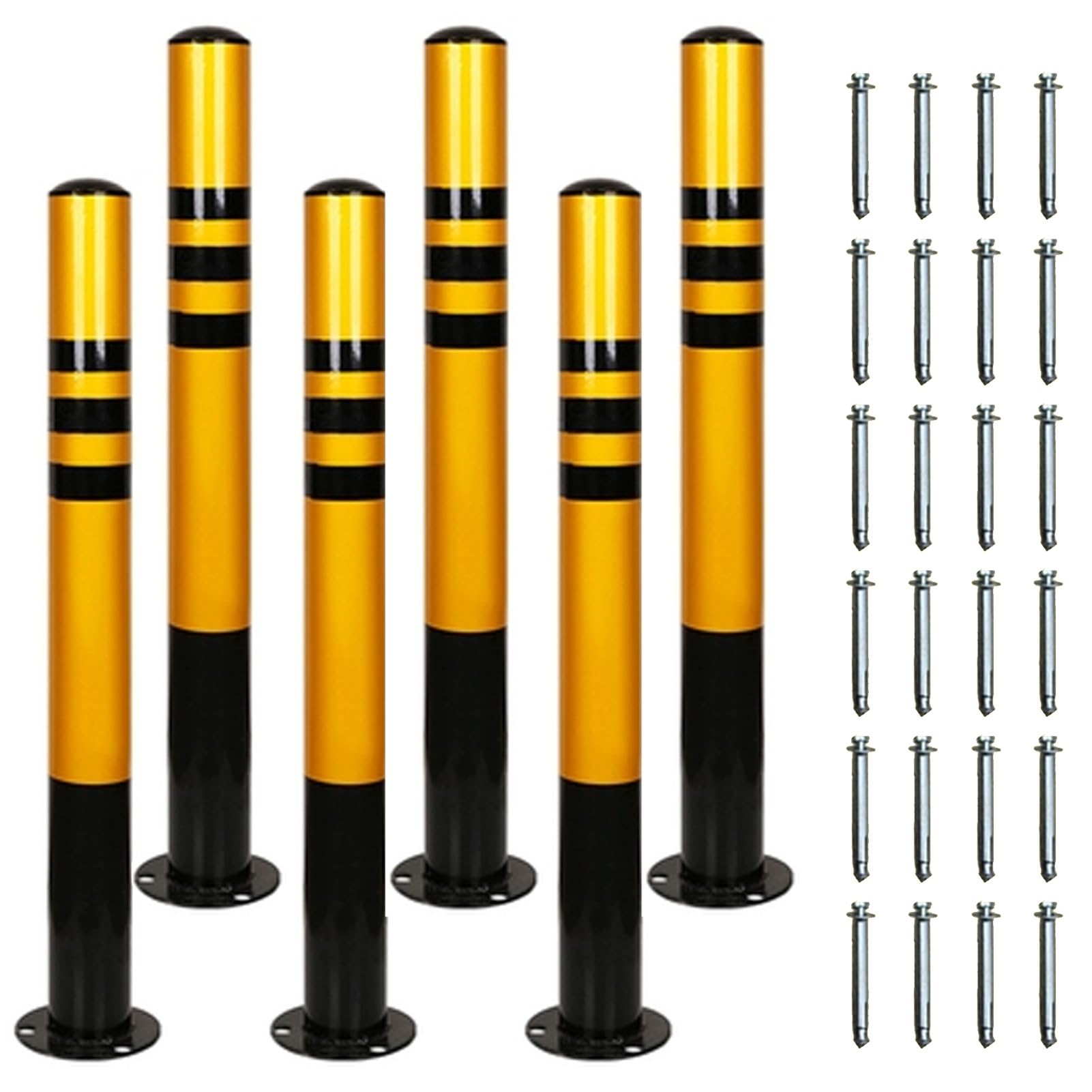 GTHTUHFD Safe Bollard, Removable Steel Bollard Post, Traffic Indicator Delineator Post, Driveway Ber Bollards For Construct And Traffic-Setive Areas,4Pcs,6pcs