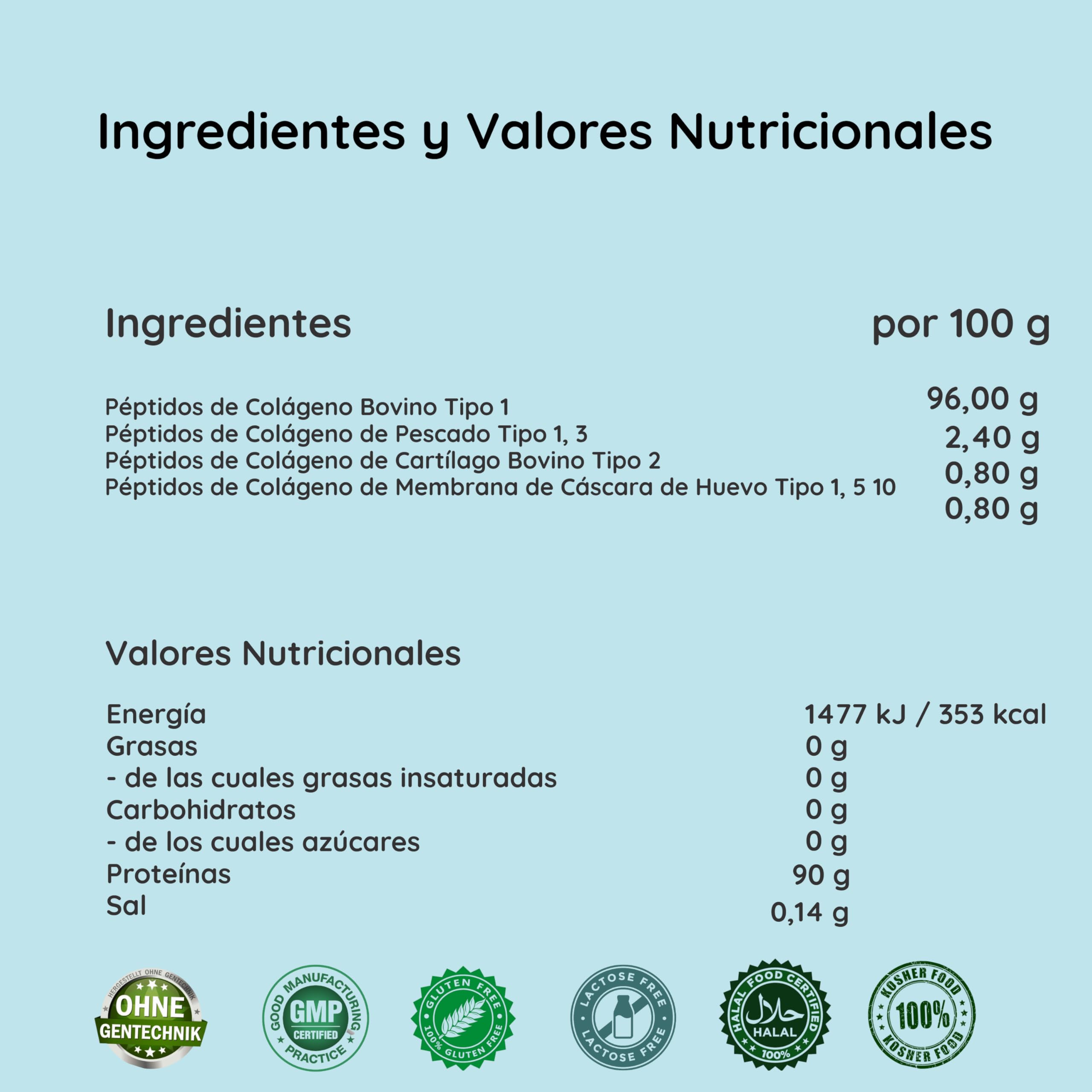 colágeno en polvo 500 g - péptidos de colágeno tipo 1 2 3 5 10 - complejo de colágeno premium insípido - proteína hidrolizada súper soluble