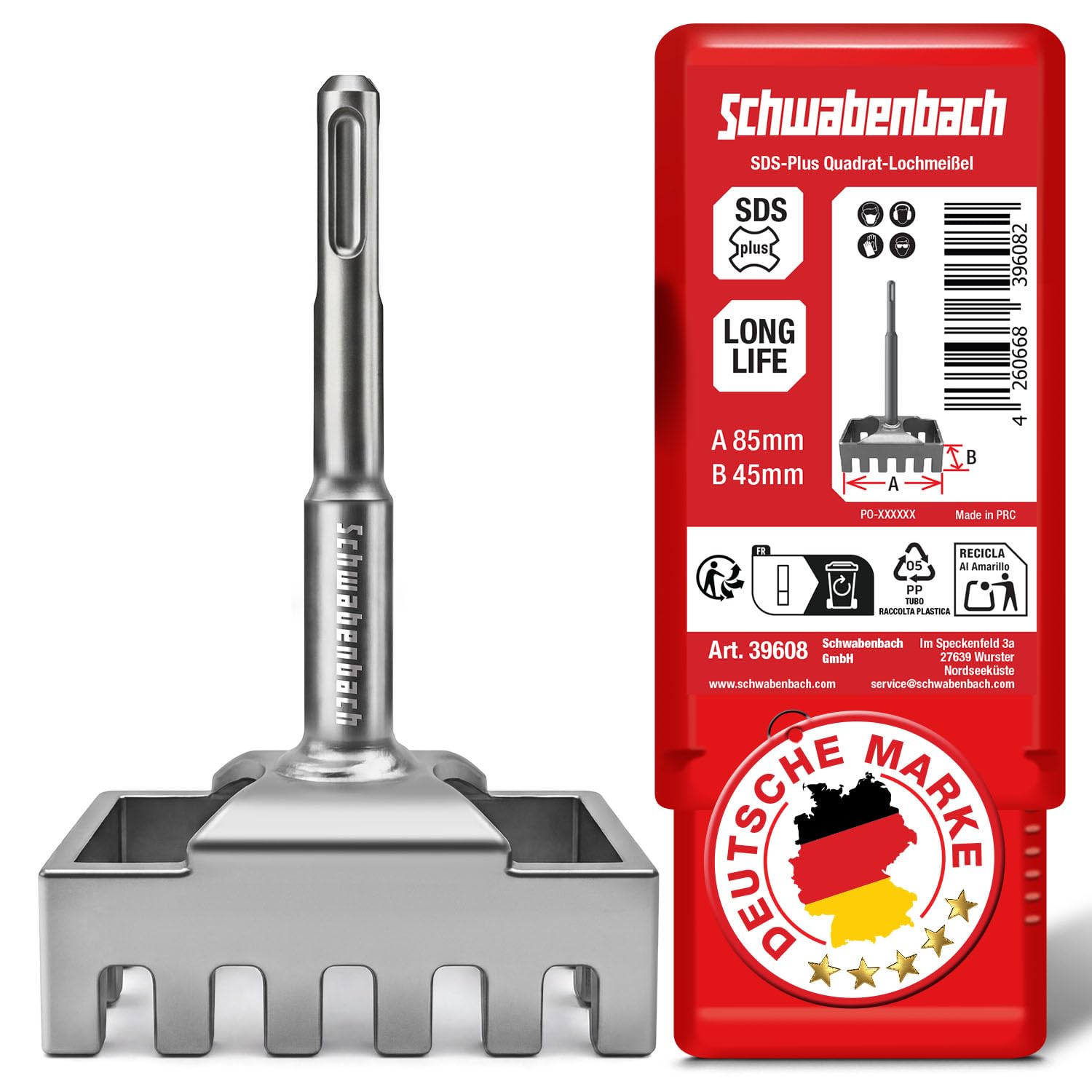 SCHWABENBACH® SDS Plus - Cincel perforador para mampostería (85 x 45 mm)