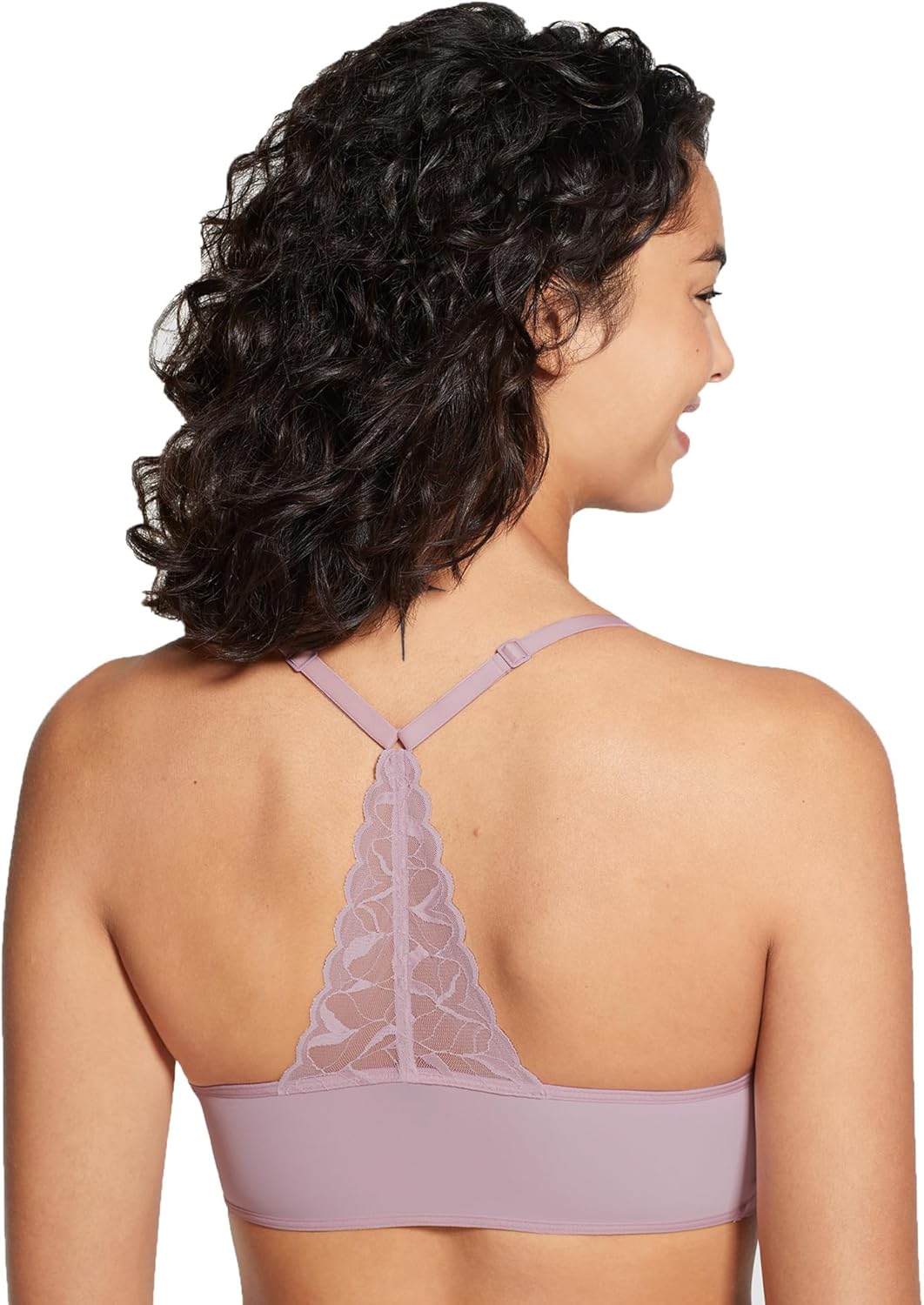 True & Co Womens Lace Racerback Adjustable Strap Bralette - Image 3