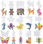 15 Pièces Panneaux de perles de fuse, 5mm Panneaux en plastique transparent avec 15 Pièces de cartes colorées pour les enfants Craft Perles (15 Forme différente)