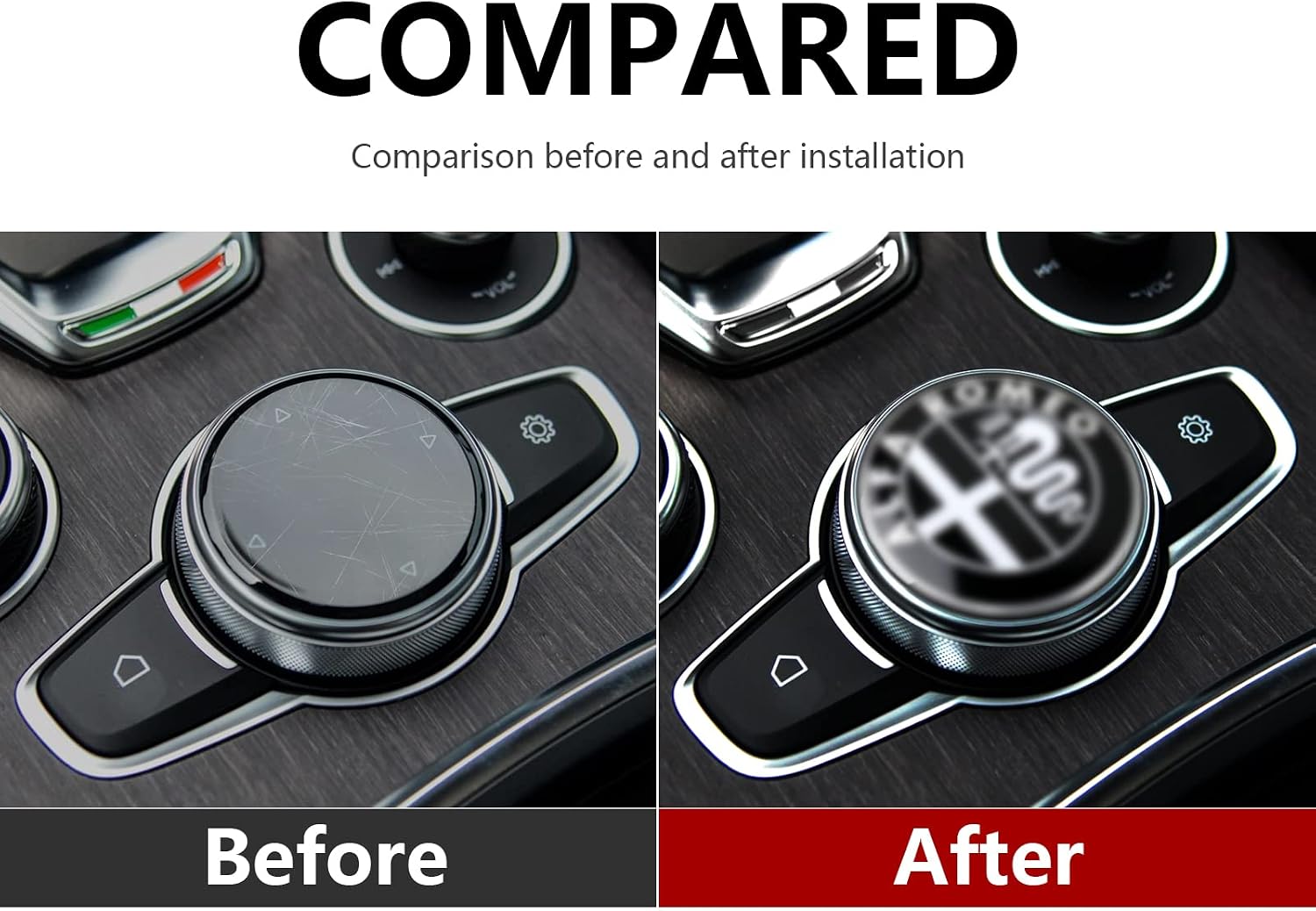 Car Interior Multimedia Button Decoration Ring Cover Sticker fit for Alfa Romeo Giulia Stelvio 2017-2020 Car Styling Accessories