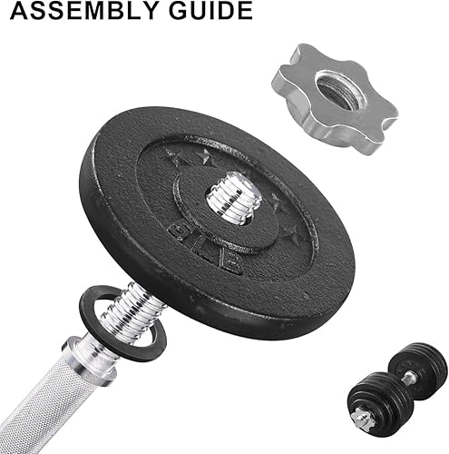 Miniatura 4 de 1 juego de mancuernas ajustables de hierro fundido de un total de 105 lb, (2 de 52.5 lb)