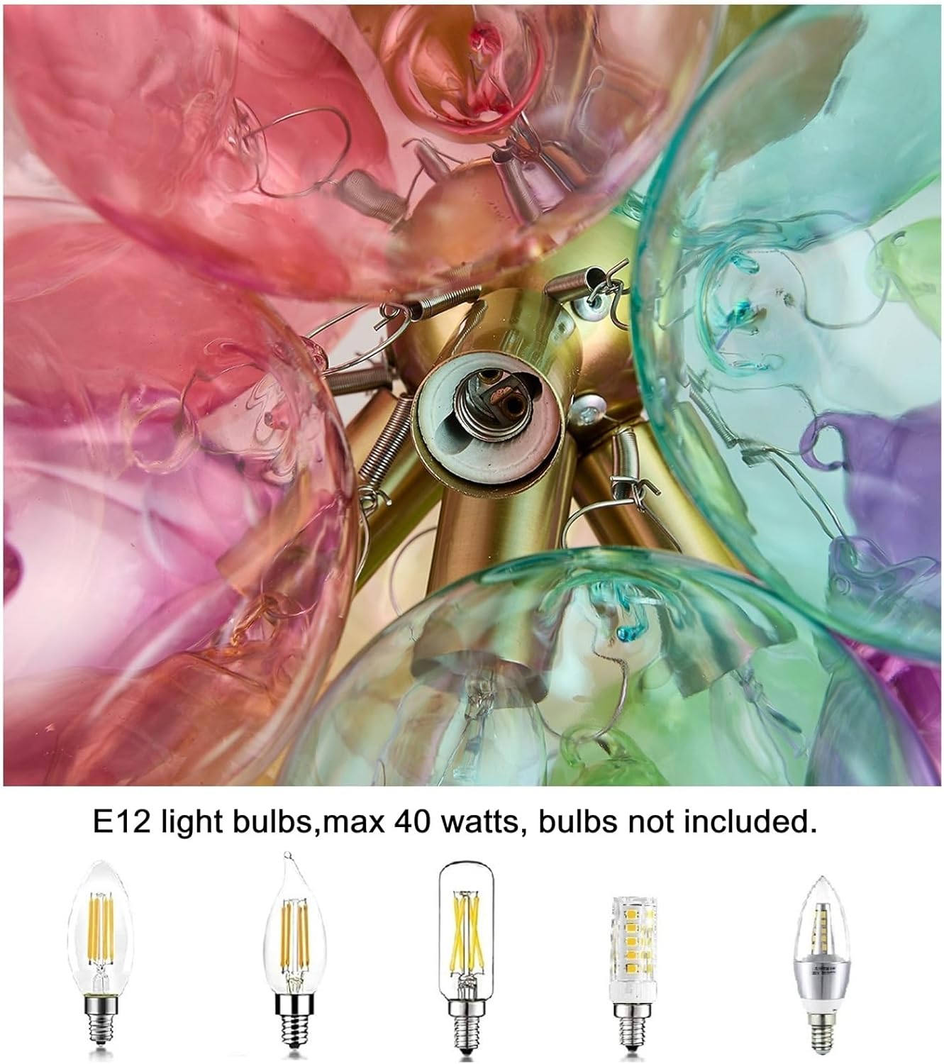 Colourful Bubble Ball Chandelier, Flush Mount Glass Ceiling Light, Modern 4 Lights Ceiling Lighting Fixture for Bedroom,Livinng Room,Dining Room