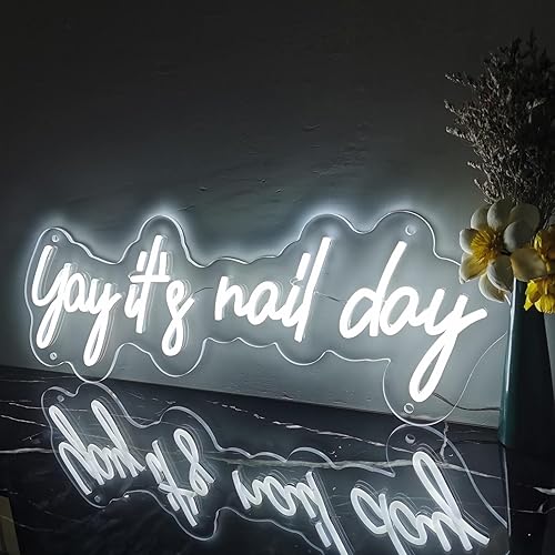 Miniatura 4 de Yay it is Nail Day Neon Sign luz LED de neón para uñas decoración de salón de uñas letrero de bienvenida abierto luz de tienda de negocios