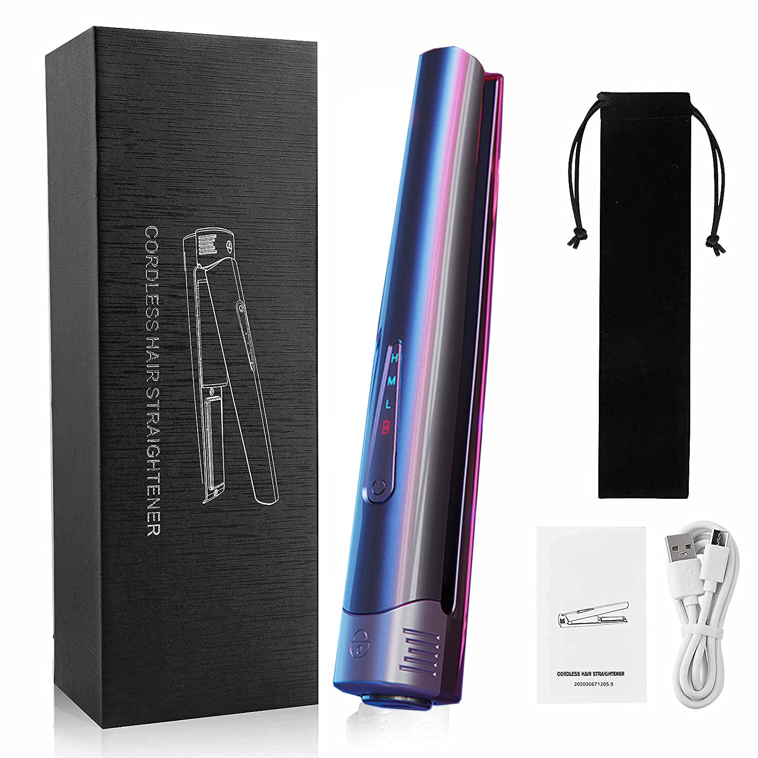 Podróżna bezprzewodowa prostownica do włosów i lokówka 2 w 1, ładowalna prostownica do włosów na baterie 4800 mAh, mini rozmiar łatwy do przenoszenia, tytanowa prostownica do płytek lokówka więcej niż 40 minut (szara)