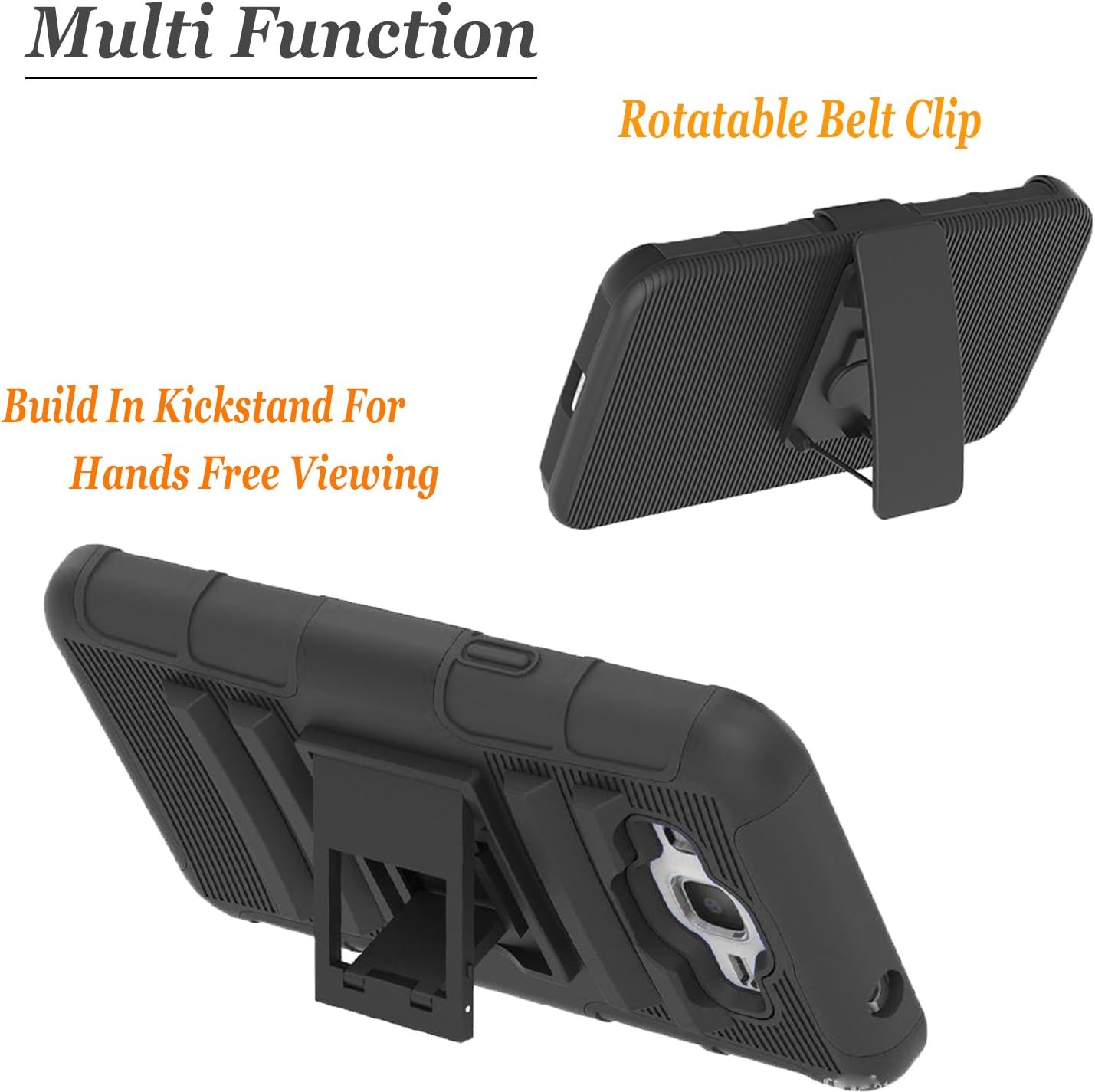 Galaxy Grand Prime Case, Samsung Galaxy Grand Prime Case, Combo Rugged Shell Cover Holster with Built-in Kickstand and Holster Locking Belt Clip + Circle(TM) Stylus Touch Screen Pen