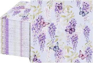 80 Pcs Wisteria & Butterfly Napkins - Decorative 6.5x6.5 Inch Disposable Paper Luncheon Napkins with Floral Prints for Wedding, Birthday, Baby Shower, Theme Party, Bathroom Hand Towels