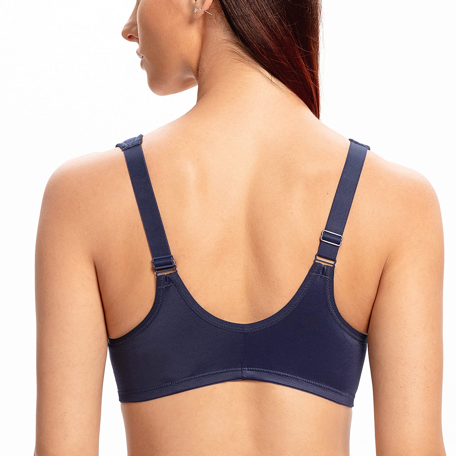 MELENECA Donna Reggiseno Taglie Forti Pizzo Chiusura Anteriore Non Imbottito Cinghie Imbottite con Ferretto