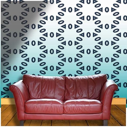 Miniatura 3 de Papel tapiz de contacto para despegar y pegar, color blanco, cian, degradado, papel tapiz geométrico a cuadros, protege la superficie (W) 31.5