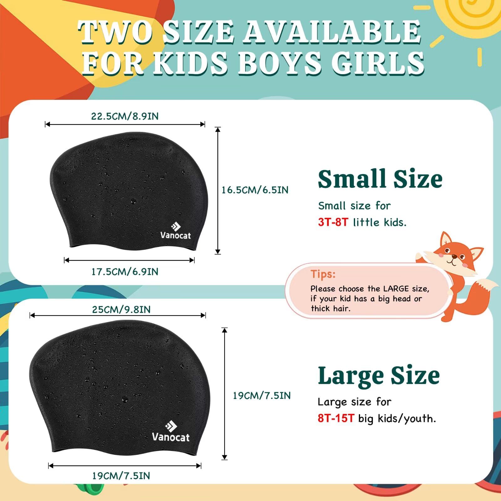 Lot De 2 Bonnets De Bain En Silicone Pour Garçons Et Filles