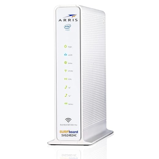 ARRIS Surfboard (24x8) DOCSIS 3.0 Cable Modem Plus AC1750 Dual Band Wi-Fi Router and Xfinity Telephone, 1 Gbps Max Speed, Certified for Comcast Xfinity Only (SVG2482AC) (Renewed)