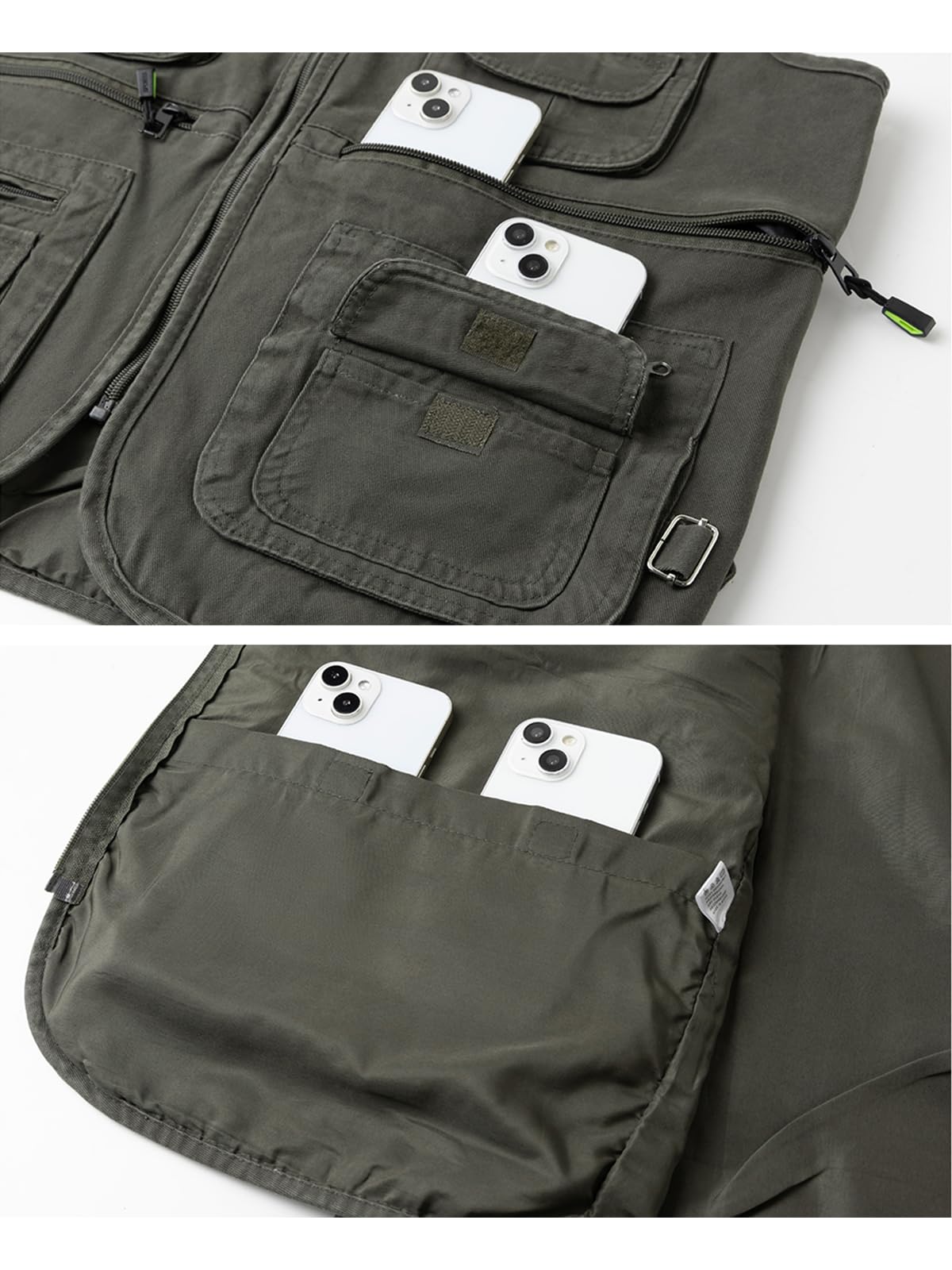 Herren Weste Outdoor Wandern Anglerweste Fotografie Freizeitweste Sport Baumwolle Safari Weste mit Vielen Taschen für Jagd Angeln Camping