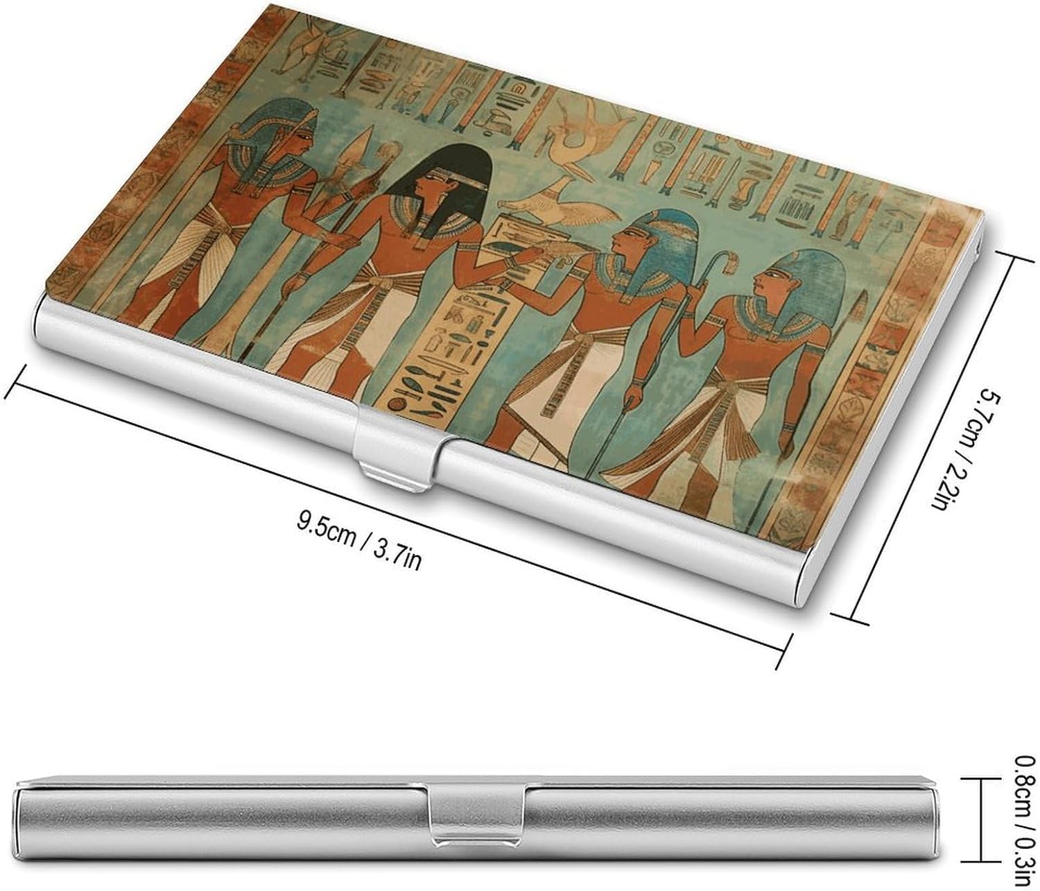 Women in Ancient Egypt Custom Business Card Holder Slim Business Card Case for Men & Women Pocket Metal Case Professional Stainless Steel Business Card Holders Purse Name Card Holder Buckle Style