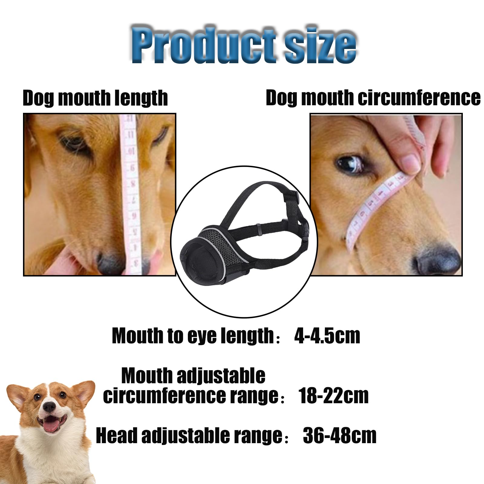 Pet Dog Muzzle, Anti-Bite, Anti-Barking, Anti-Chewing, Anti-Eating, Adjustable Mouth Guard - Image 2