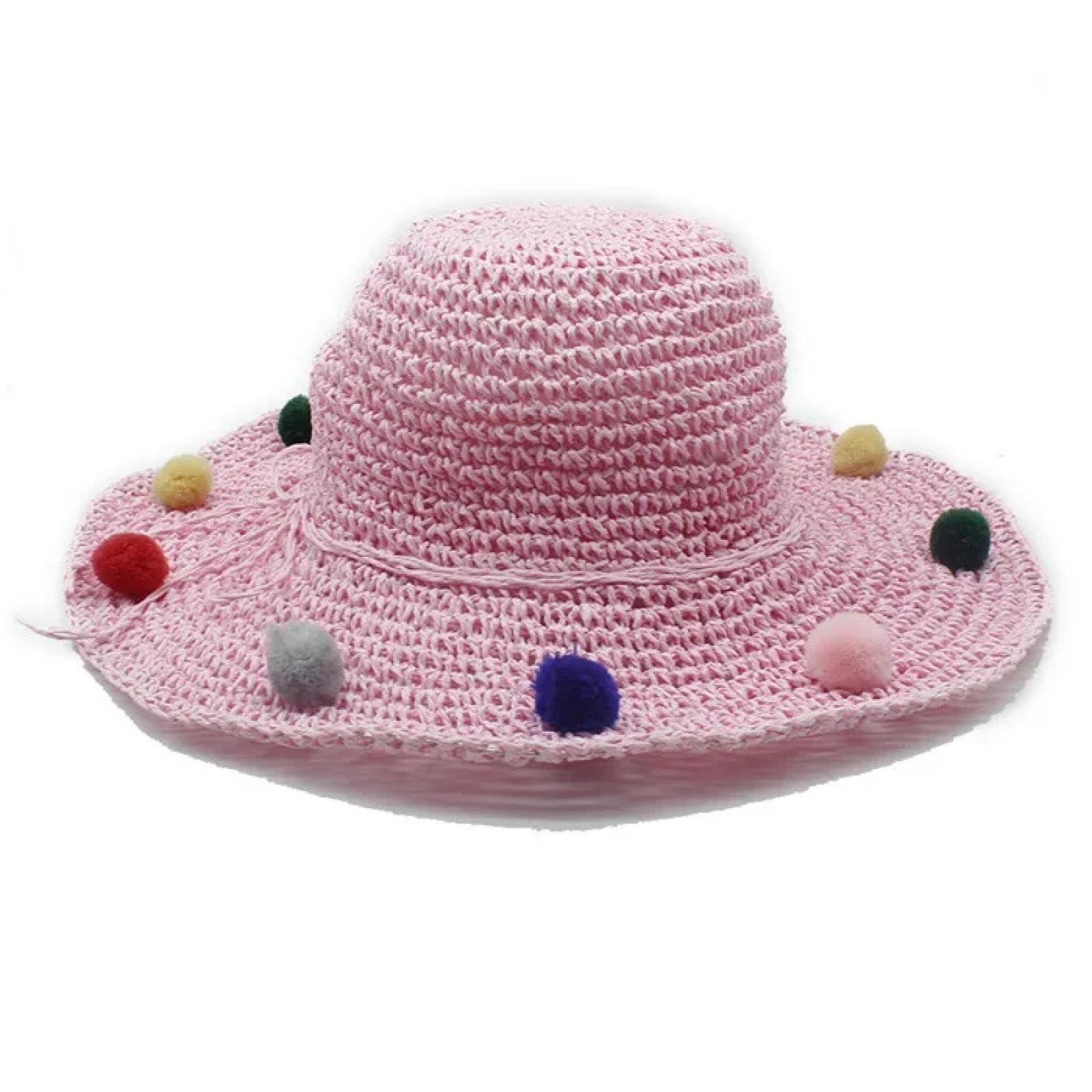 SOYNIA Sombrero De Paja De Rafia De ala Ancha para Mujer Elegante Sombrero De Cubo Junto Al Mar con Gorras De Reina Plegables De Flores