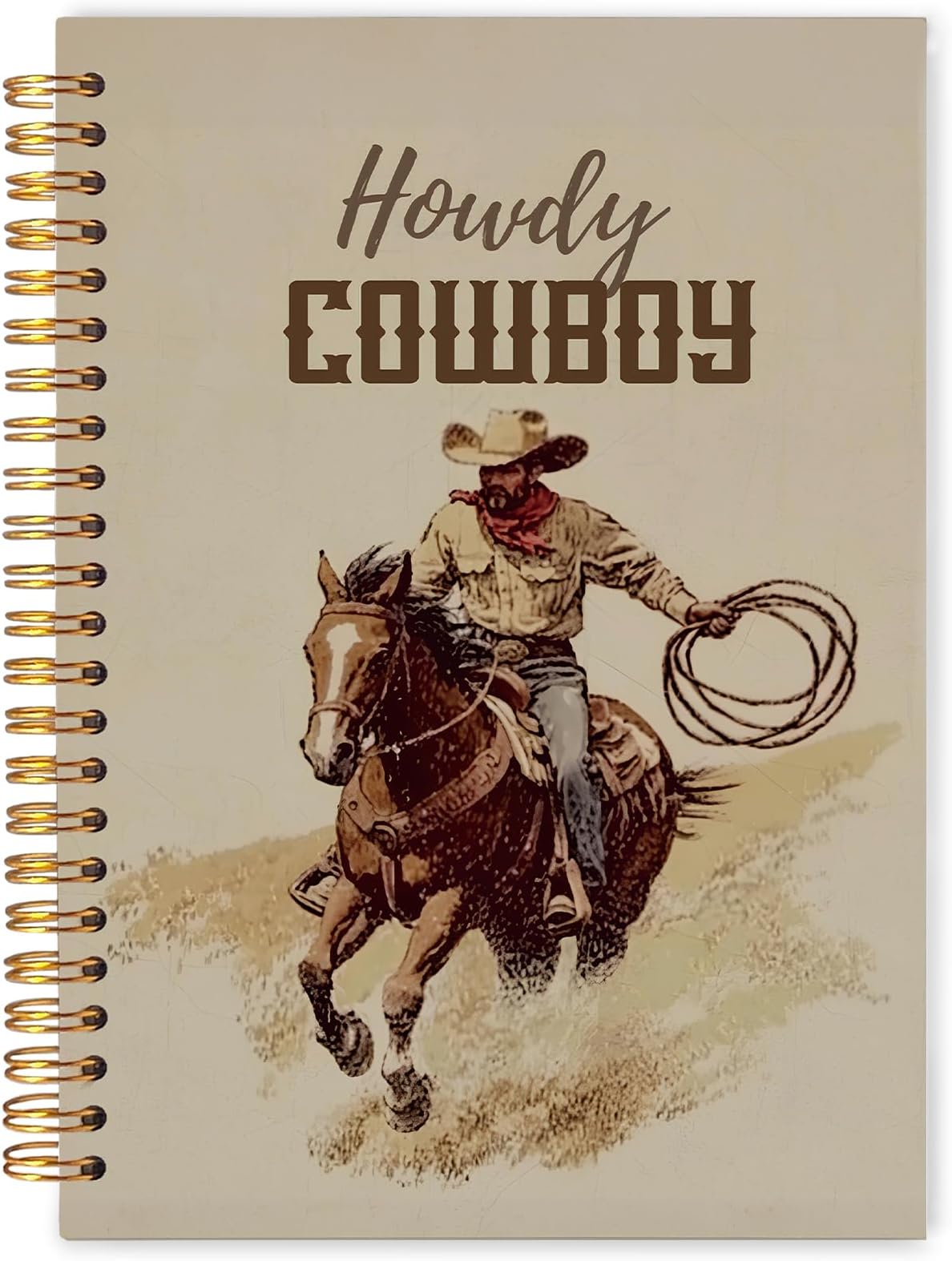 WARDOS Western Howdy Cowboy Notebook Journal 5.5x8.3, Vintage Country Rodeo Cowboy Riding Horse Notebook for Note Taking, Western Gifts for Women Men Spiral Journal