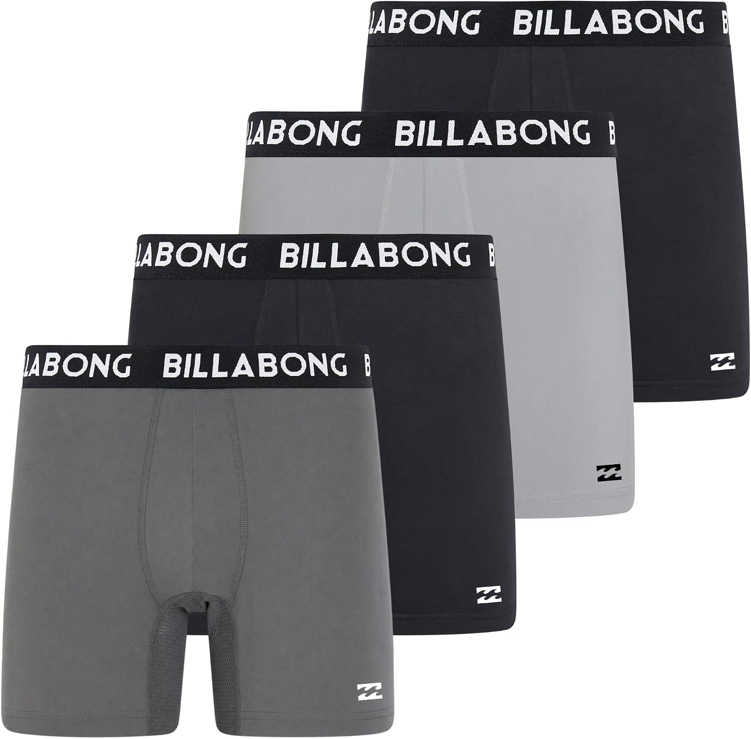 Billabong Boxer Briefs for Men, 4 Pack Microfiber with Ventilation Mesh