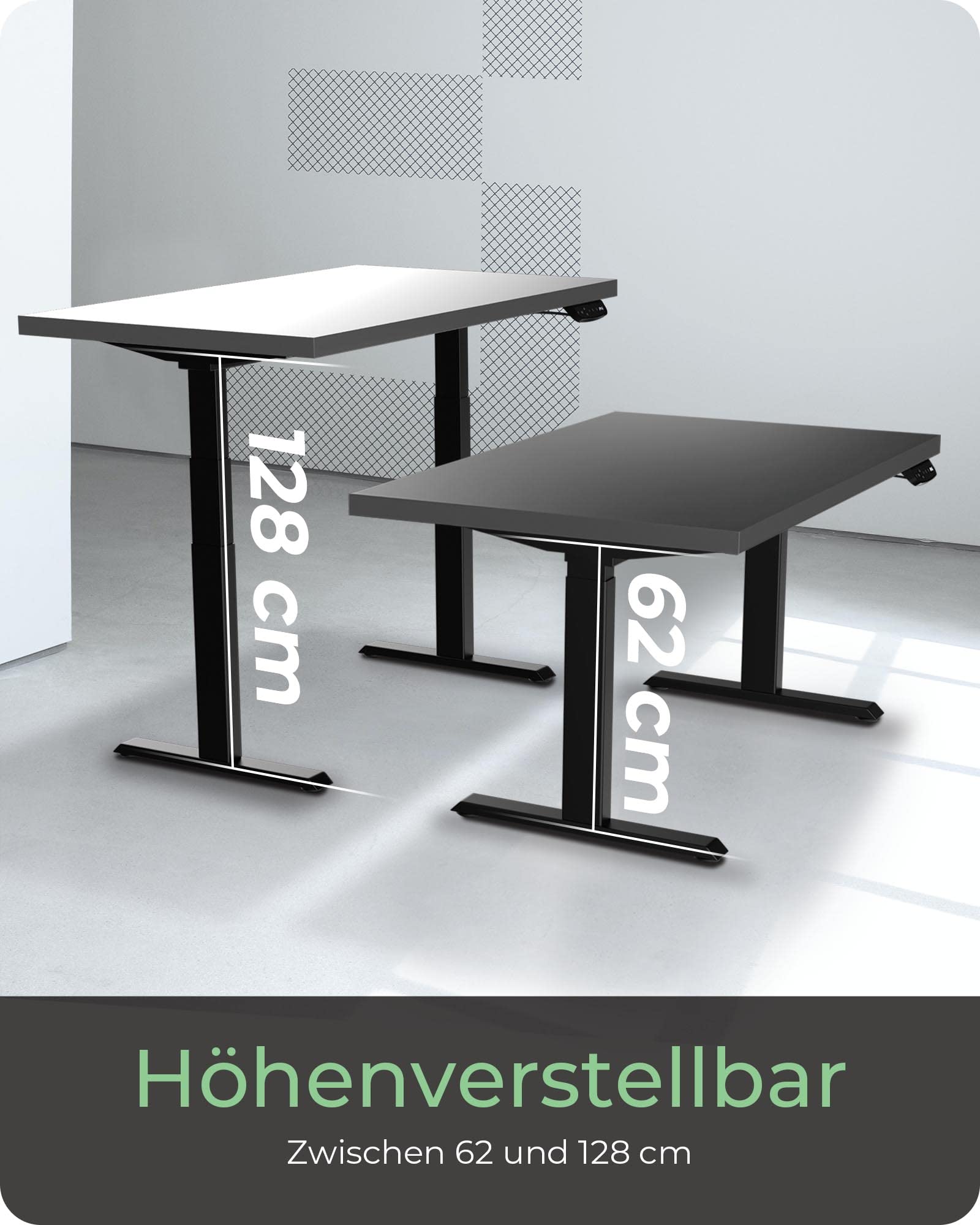 ICY BOX RAIDSONIC Ergonomisches Tischgestell, motorisierte Sit-Stand Lösung ohne Tischplatte, 2 Motoren