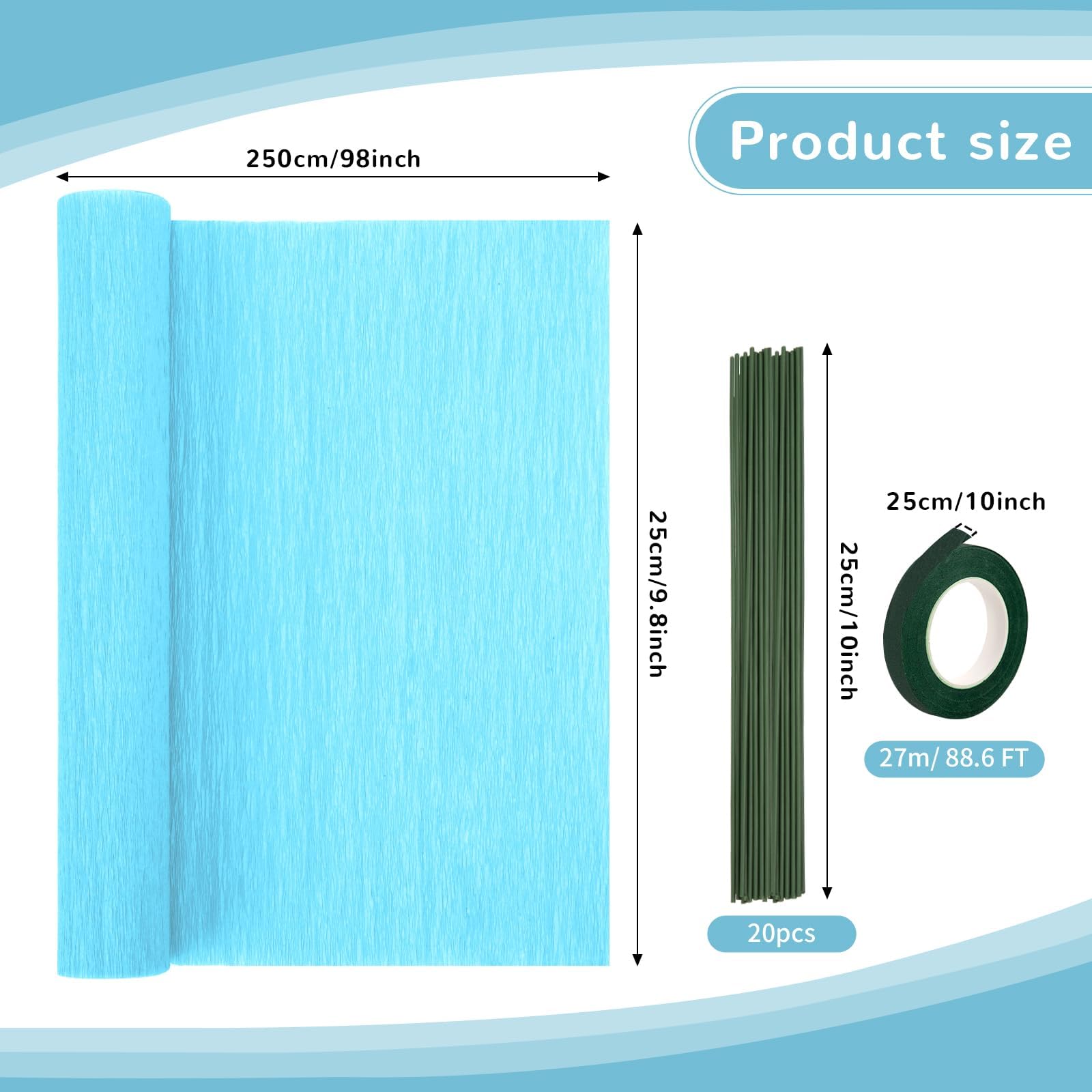 Nitelemn Crepe Paper Streamers 8 Rolls, 10 x 98Inch 8 Pastel Colors Crepe Paper Sheets for DIY Gift Colourful Paper Flower Wrapping Paper Crafts Birthday Wedding Holiday Party Decorations