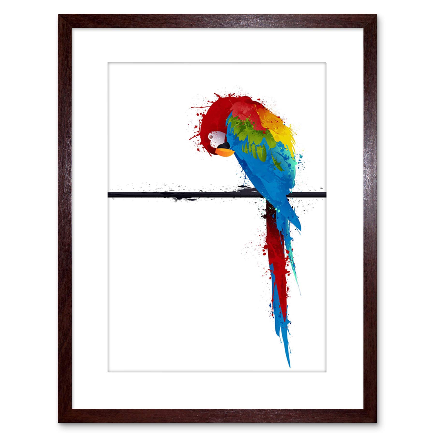 Wee Blue Coo Dt Paint Splat Parrot + Photo Framed Wall Art Print