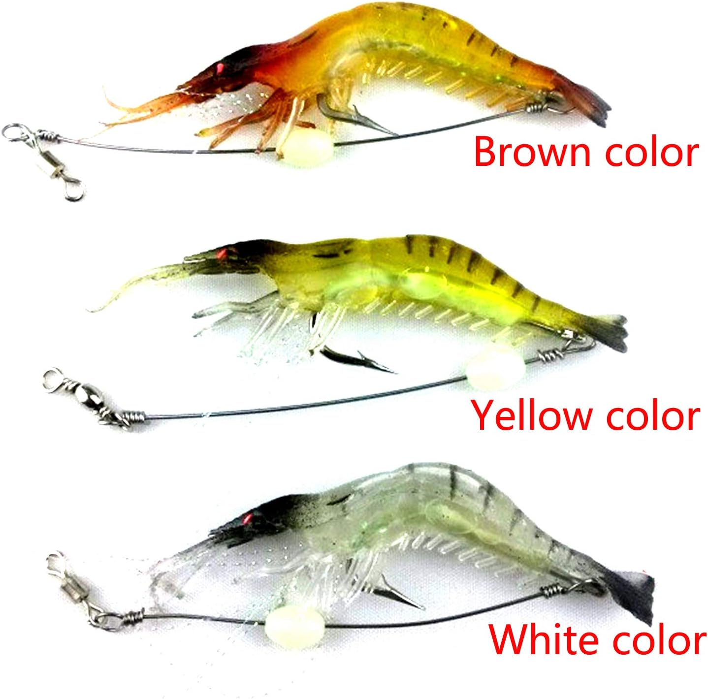 Artificial Baits Soft Shrimp Lures Set for Freshwater and Saltwater, (Assorted 3-Colors),3.54in/0.21oz