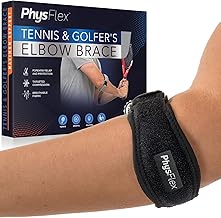 1-Pack Elbow Brace for Men & Women, Adjustable Tennis & Golfer's Elbow Support Strap for Tendonitis Pain Relief - Compression Pad for Arm, Forearm, Tendon Pain Relief