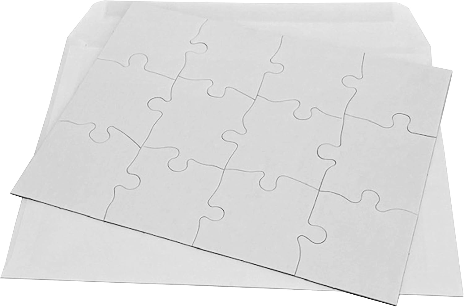 Inovart Puzzle-It 12-Piece Blank Puzzles w/Envelopes, 24 Puzzles w/Envelopes Per Package, 8-1/2" x 11", White