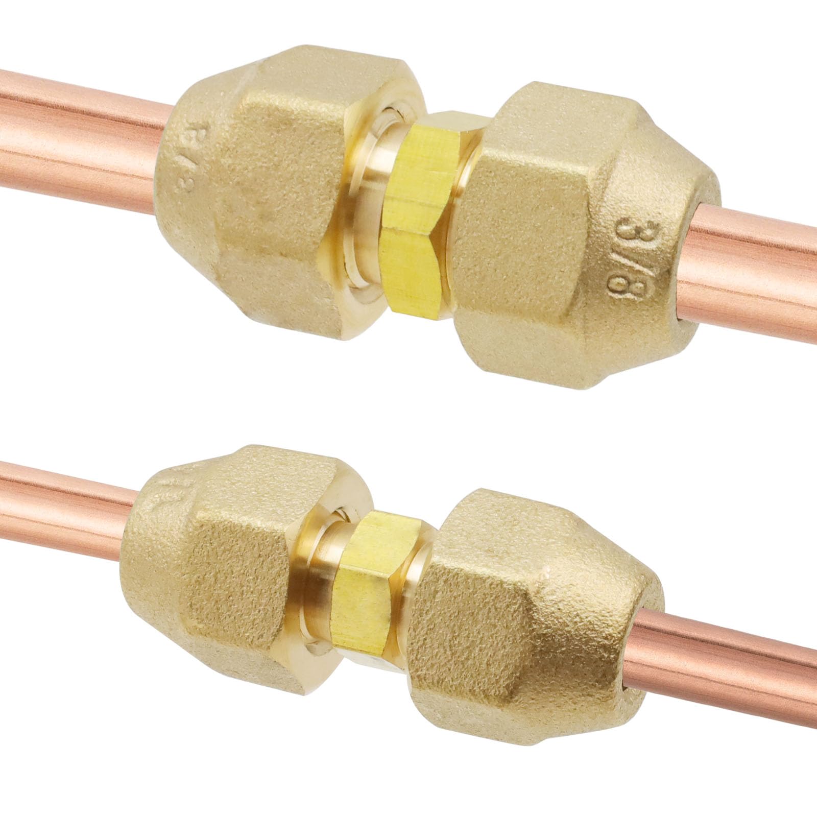 T Tulead Lot de 8 raccords d'extension de tuyau en cuivre avec écrous évasés pour tuyau de 6,35 mm, 9,5 mm de diamètre
