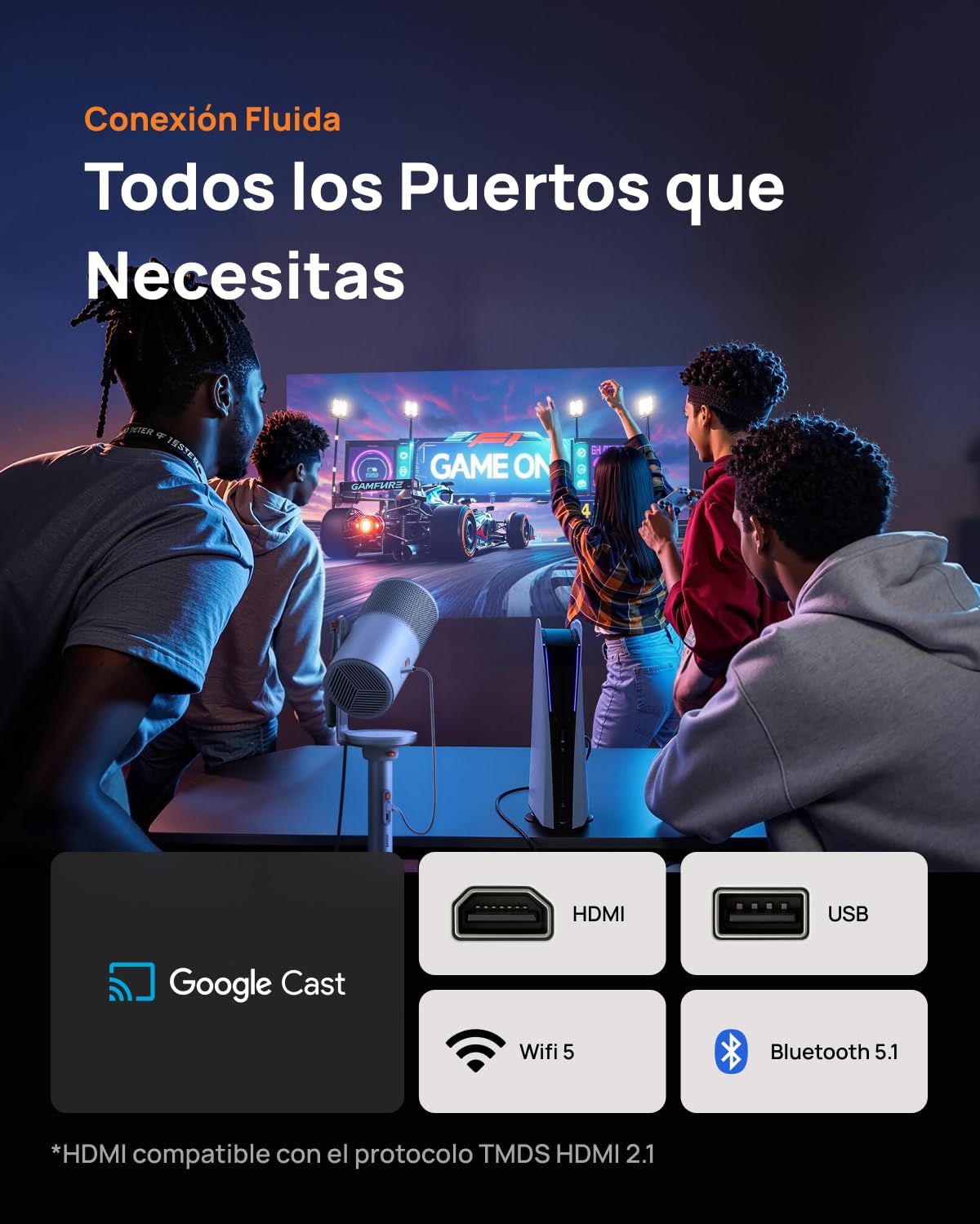 XGIMI MoGo 4 Laser Proyector Portátil, 550 Lúmenes ISO, Batería Integrada 2,5 h, Soporte 360°, 4 Filtros, Google TV con Netflix, 2 Altavoces Harman Kardon 6W