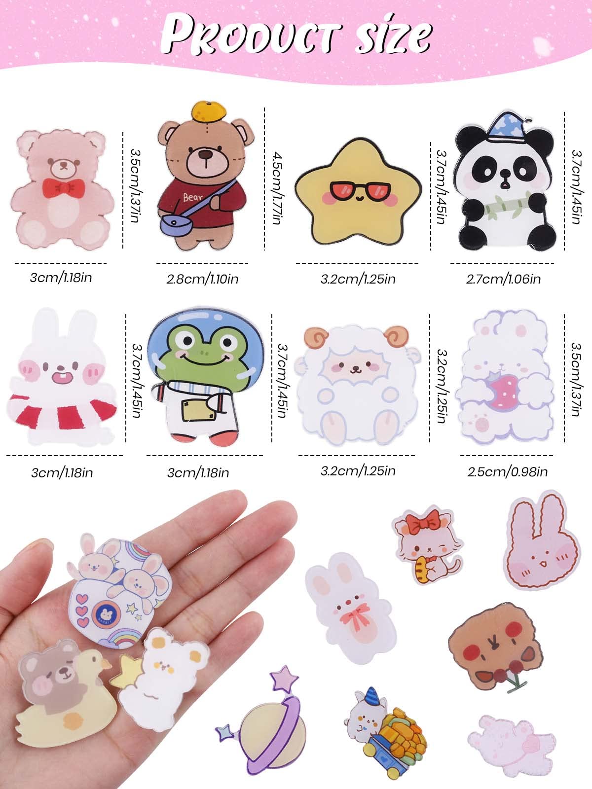 65 Sztuk Akrylowe Śliczne Szpilki, Kalolary Śliczne Estetyczne Odznaki Pin Kawaii Plecak Szpilki Owca Królik Pies Niedźwiedź Dziewczyna Kreskówka Broszka Pin Plecaki Torby Kurtki Bluzy Kapturem Czapki
