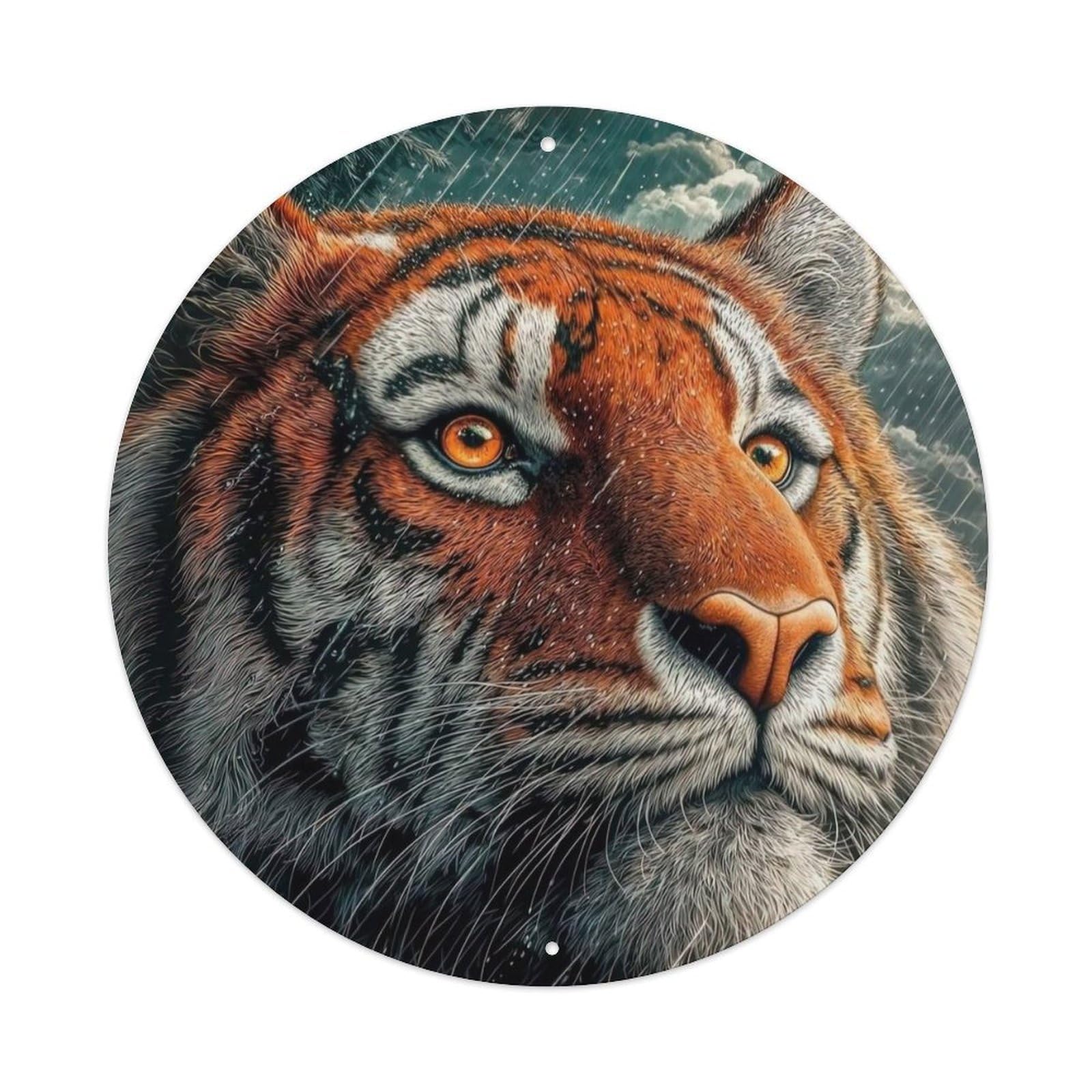 Tiger Portrait Animal Vintage Metal Tin Sign Plaque Wall Decor for Cafe, Club Bar, Office, Garden Metal Poster 8x8Inch