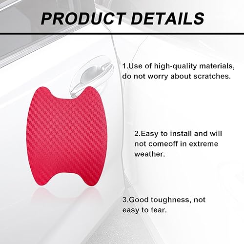 Miniatura 3 de Kewucn 4 calcomanías para manija de automóvil, películas protectoras de fibra de carbono para manija de puerta, protector antiarañazos para vasos,
