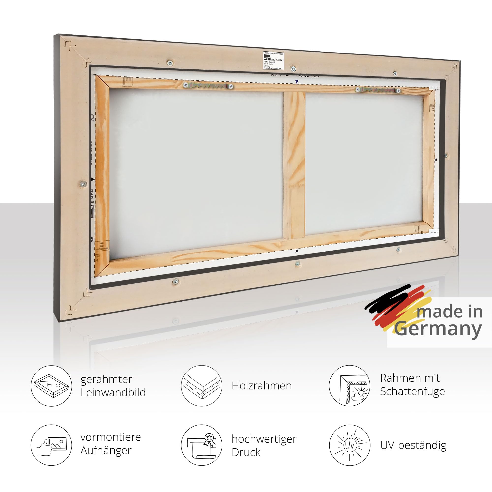 ARTLAND Leinwandbild Rembrandt Die Nachtwache Barock 80x60 cm Kunstdruck mit Schattenfugenrahmen Schwarz oder Gold - Wandbild Wohnzimmer Deko aufhängefertig Made in Germany T6IJ