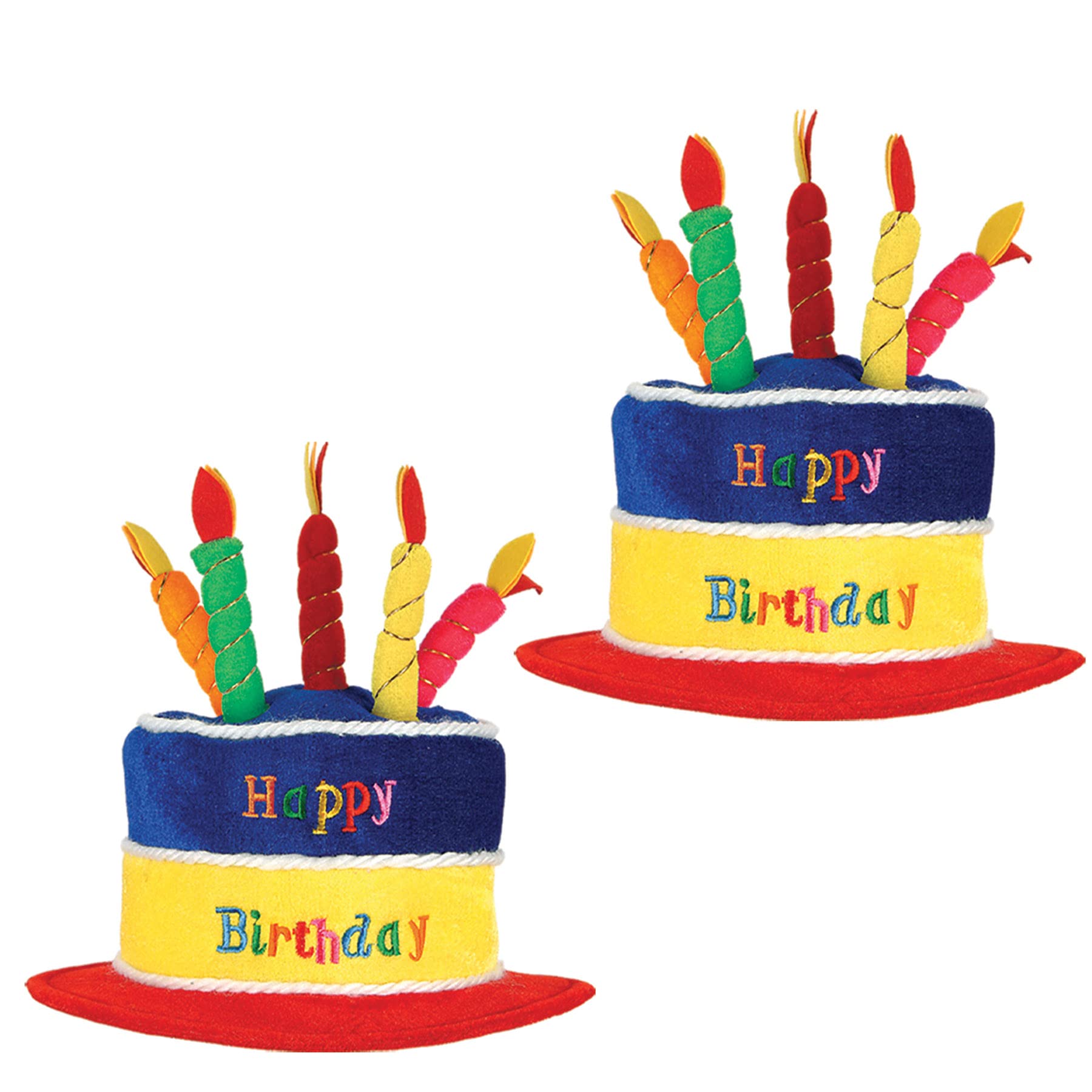 Beistle - 2 piezas de tela de felpa colorida para adultos, unisex, diseño de feliz cumpleaños con velas, accesorios para cabina de fotos, recuerdos de fiesta y accesorios de disfraces, uno, multicolor
