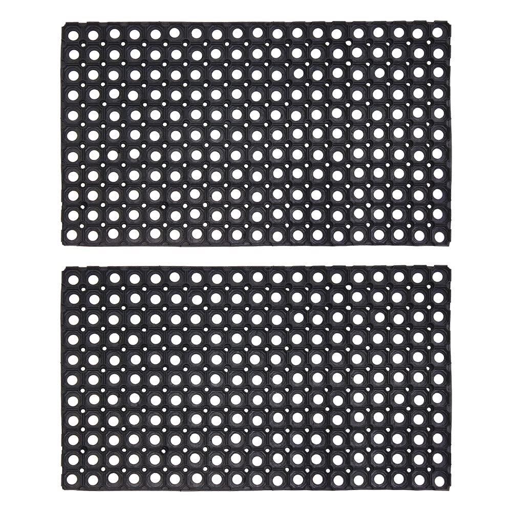 JVL Contract Rondo Rubber Ring Scraper Doormat, 50 x 100 cm, Pack of 2