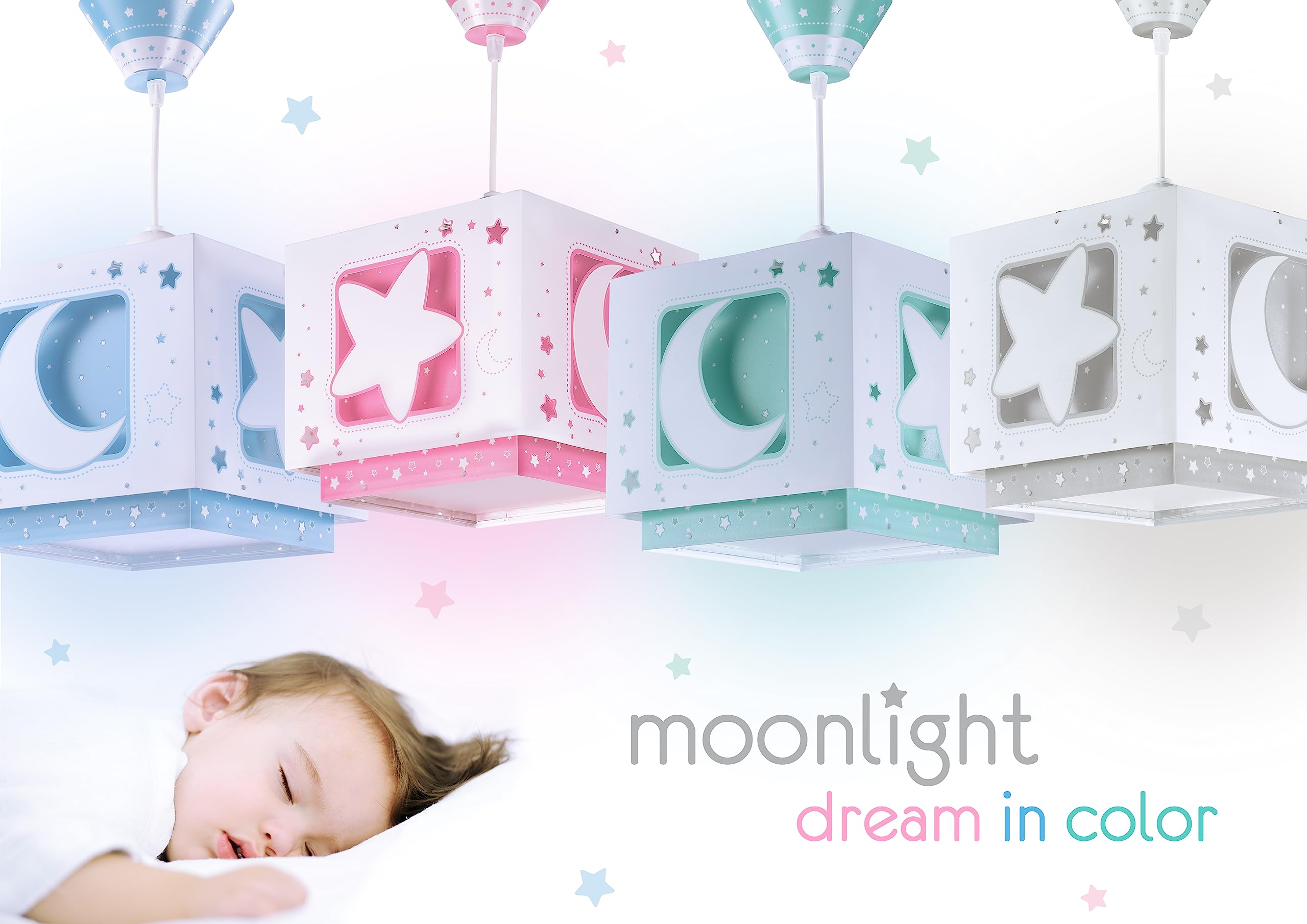 Dalber 63231T Tischlampe Blauer Mond Kinderzimmer Lampe Leuchte, Grau