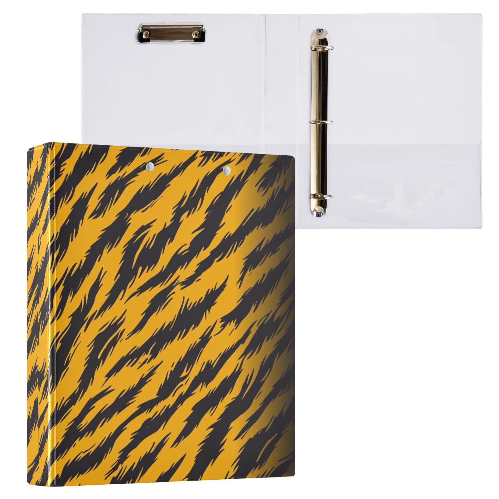 Raccoglitori scuola 1-1/2 pollici pelle animale leopardo giallo nero