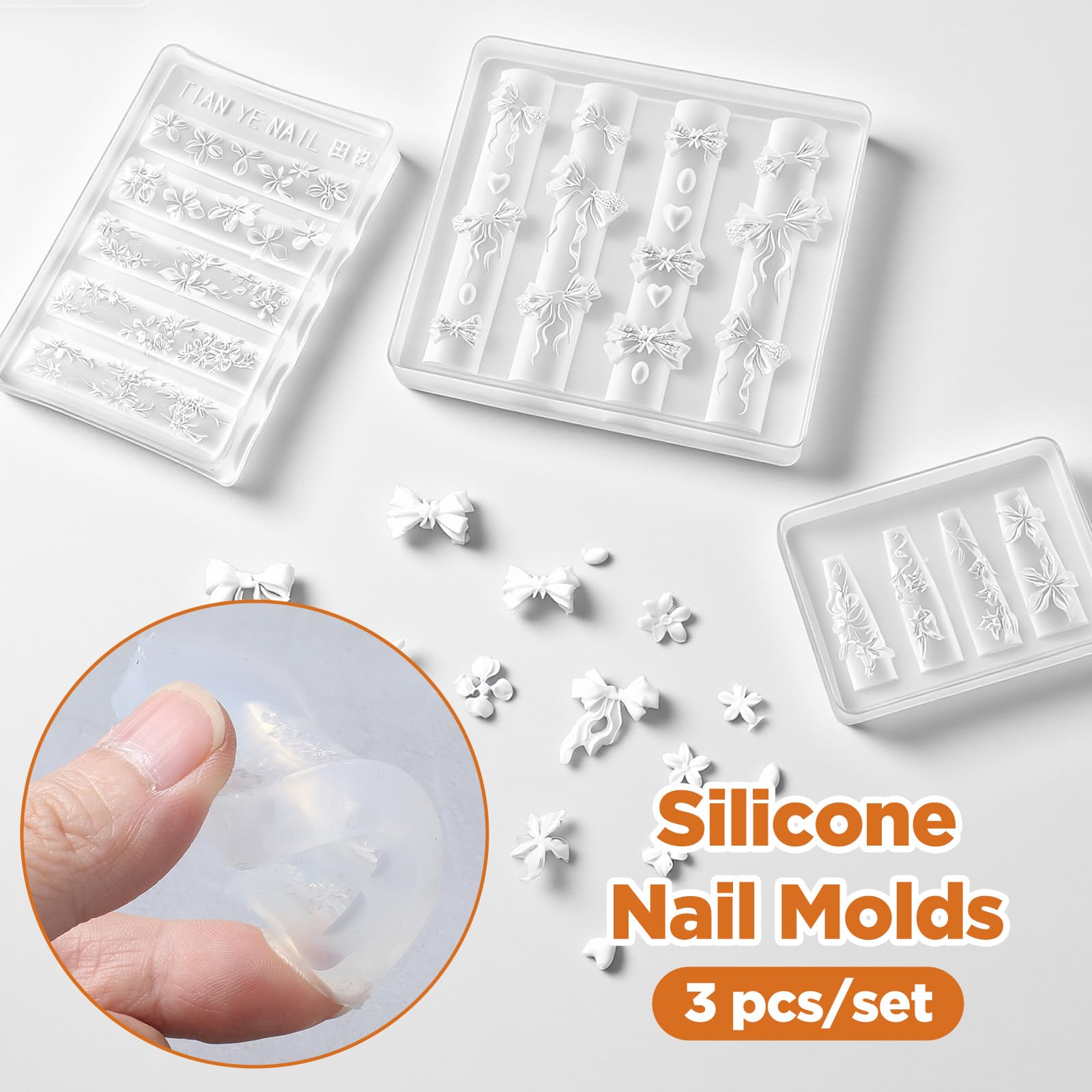 3 SZTUK 3D Kwiaty Nail Formy Silikonowe Flowe Nail Art Formy Rzeźba Szablon Wiosna Lato Kwiatowy Paznokcie Forma Projekt DIY Kwiat Charms Na Akcesoria Narzędzia Silikonowe Sztuka