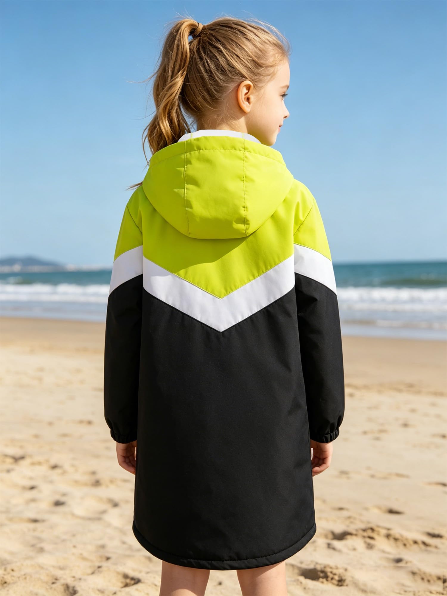 Aislor Sweat Sport Fille Peignoir Pour Enfants Rob Robe Changement Avec Capuche Veste Vent Plage Poncho Surf Absorbant Poncho Natation Épais