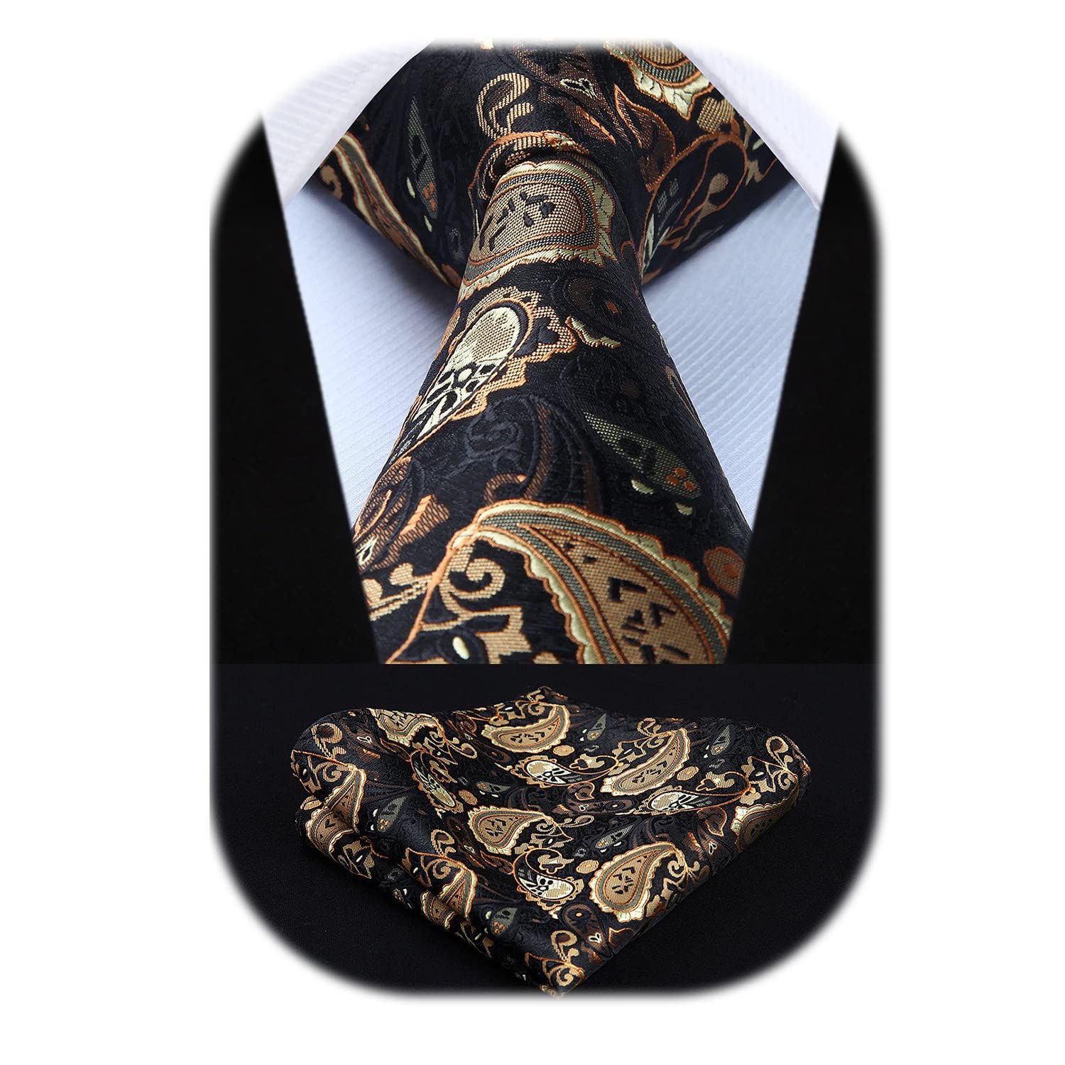 Men's Paisley Tie Handkerchief Wedding Party Necktie & Pocket Square Set